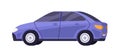 Car side view. Auto vehicle with sedan body type. Road wheel transport profile. New shiny automobile model. Colored flat