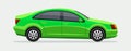 Car. Side view. Green vector family sedan illustration. City automobile and transportation.