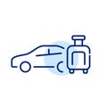 Car side view and luggage. Airport taxi service. Pixel perfect, editable stroke