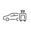 Car side view and luggage. Airport taxi service. Pixel perfect icon