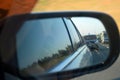 Car sidemirror roadtrip