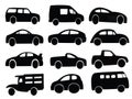 Car silhouette collage set Royalty Free Stock Photo