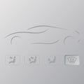 Car silhouette with flat icons