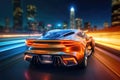 Futuristic sport car at road with motion blur light effect. Generative AI Royalty Free Stock Photo