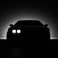 A car silhouette is set against a dimly lit background, highlighting its angular d Royalty Free Stock Photo