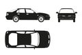 Car silhouette on a white background . Three views : front, side Royalty Free Stock Photo