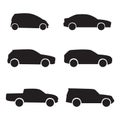 Car silhouettes icon set. Vector illustration