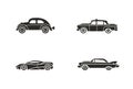 Car silhouettes vector icon. Retro Taxi vehicles