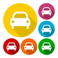 Car Simple icons set with long shadow Royalty Free Stock Photo