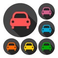 Car Simple icons set with long shadow Royalty Free Stock Photo
