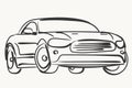 Car Simple illustration, modern automobile silhouette, front view outline, line design. Vector