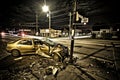 A car sits abandoned on the side of the road, a cautionary tale of the aftermath of a car accident Royalty Free Stock Photo