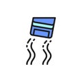 Car skidding, drifting, skid flat color line icon.