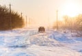 Car in a snowstorm