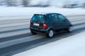 Car on snowy road Royalty Free Stock Photo