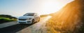 Car in spain mountain landscape road at sunset Royalty Free Stock Photo