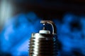 Car spark plug macro close-up photo Royalty Free Stock Photo