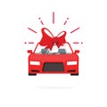 Car special offer idea red color, auto sale price present vector illustration