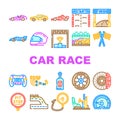 car speed auto race icons set vector