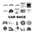 car speed auto race icons set vector