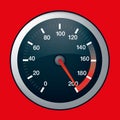 Car speed dial on maximum Royalty Free Stock Photo