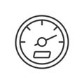 Car speedometer icon in line design. Car, speedometer, vehicle, dashboard, gauge, meter, velocity on white background