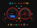 Car speedometer, modern auto panel realistic view