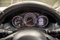 Car speedometer panel.Speedometer of a vehicle.Close up image of car speed dashboard with light illuminated. Royalty Free Stock Photo