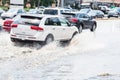 Car splash flood Royalty Free Stock Photo