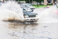 Car splash flood Royalty Free Stock Photo