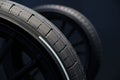 Car sport tyres close up Royalty Free Stock Photo