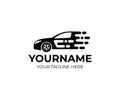 Car and sports vehicle rides on high speed logo template. Auto style car and automotive topics vector design