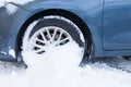 Car stack in thick snow after frozen storm in winter season.Snowfall problem traffic and transportation because heavey snow