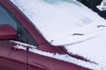 Car stack in thick snow after frozen storm in winter season.Snowfall problem traffic and transportation because heavey snow