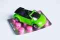 Car stand on pills concept drug driving danger fatality kill people