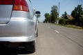 The car is standing on an asphalt road concept in the way, life is a road Royalty Free Stock Photo