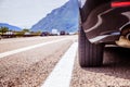 Car is standing on the breakdown lane, asphalt and tyre, Italy Royalty Free Stock Photo