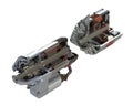 Car starter and alternator in section view 3D rendering