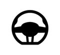 Car steering. Handle auto wheel. Modern icon for steer. Silhouette of vehicle drive. Round racing symbol isolated on white Royalty Free Stock Photo