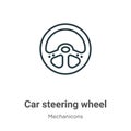 Car steering wheel outline vector icon. Thin line black car steering wheel icon, flat vector simple element illustration from