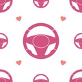 Car Steering Wheel Seamless Pattern with Hearts Royalty Free Stock Photo