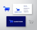 Car Store Abstract Vector Sign or Logo and Business Card Template. Auto Silhouette and Shopping Cart with Modern