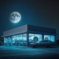 Car Store Hinny Blue Night Sky Moon Background