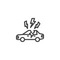 Car storm insurance line icon