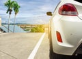 Car on street blurred city backgroun Royalty Free Stock Photo