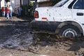 Car stuck in mud Royalty Free Stock Photo