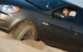 Car stuck in sand Royalty Free Stock Photo