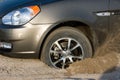 Car stuck in sand Royalty Free Stock Photo