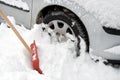 Car stuck in snow Royalty Free Stock Photo