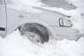 Car stuck in snow Royalty Free Stock Photo